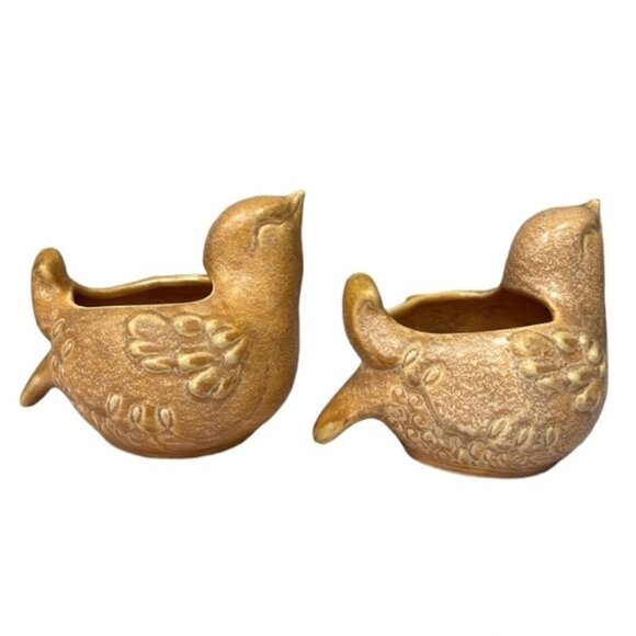 Vintage Hull Peach Ceramic Bird Planters - Picture 3 of 10